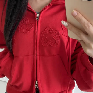 Flower Patch Two-Way Zip-Up Hoodie