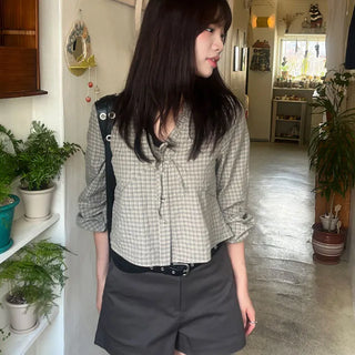 Check Frill Blouse 1 color