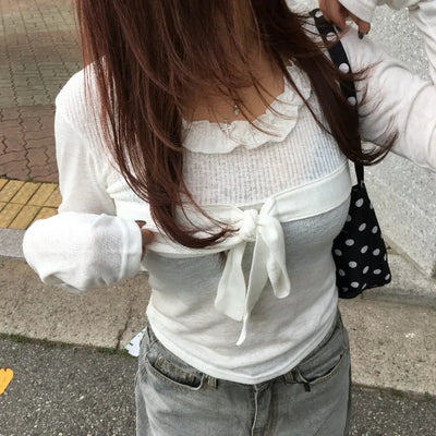 Ditto Frill Antique Ribbon Shirring Tee