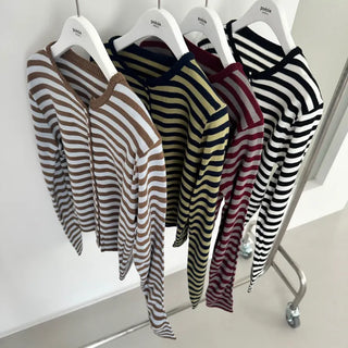 Wear Striped Slim Fit Button Long Sleeve Cardigan