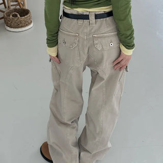 Blunt Wash Cargo Wide Workwear Long Pants