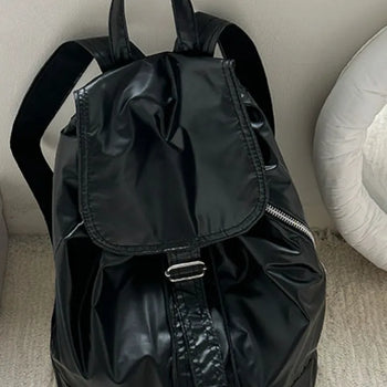 Glossy Buckle Backpack