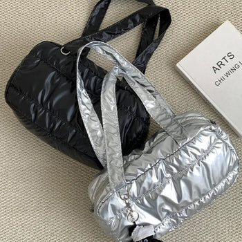 Glossy padding shoulder bag