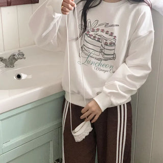 Lettering Print Avant Loose Fit Terry Sweatshirt