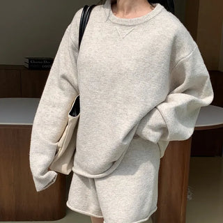 Warming knit + shorts set
