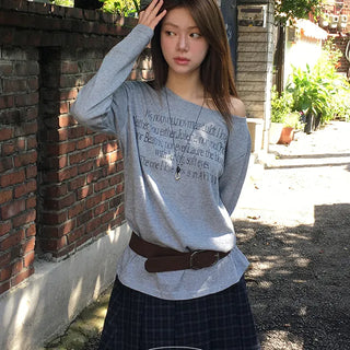 Butter Lettering Boat Neck Long Sleeve