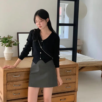 Carmen A-Line Leather Mini Skirt