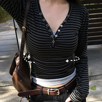 Kor Striped Snap Slim Long Sleeve
