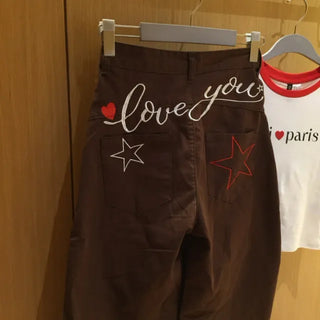 hip lettering star pants