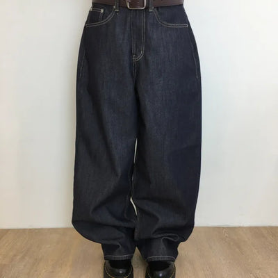Rip Pocket Non-Faded Wide Raw Denim
