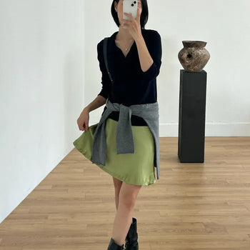 BASIL Satin Mini Skirt