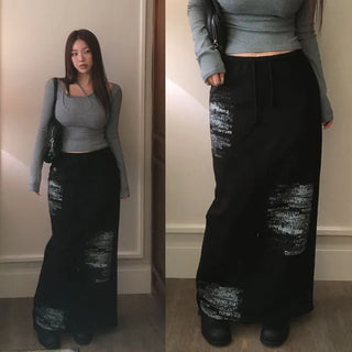 Deripa Lettering Banding Long Skirt