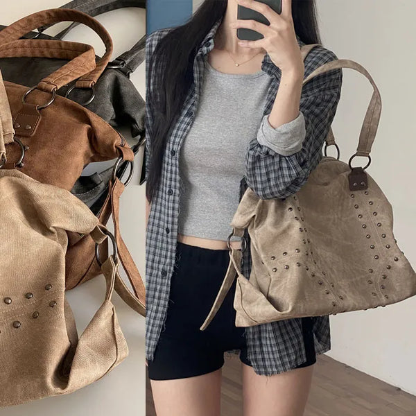 Mevirine Studded Big Shoulder Bag