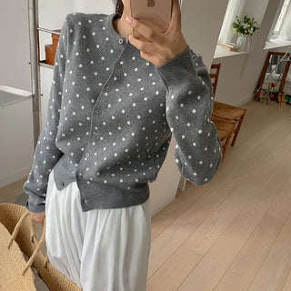 Cashmere polka dot cardigan