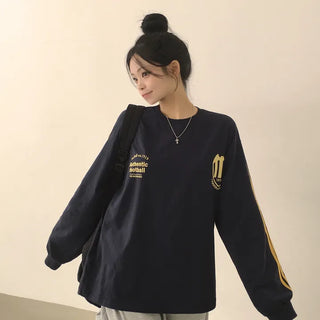 Full of Cuteness, Blockcore Sporty Uniform Track Lettering Loose Fit Long Sleeve T-shirt