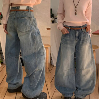 Dart Balloon Curve Fit Washed Wide Pants