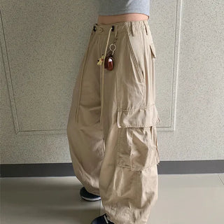 Hoodie Balloon BDYU Big Military Cargo Pants String Jogger Pants Autumn/Winter Cotton Pocket Wide Cotton Pants