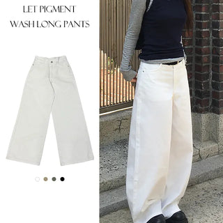 Red Pigment Washed Long Pants
