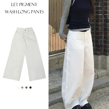 Red Pigment Washed Long Pants