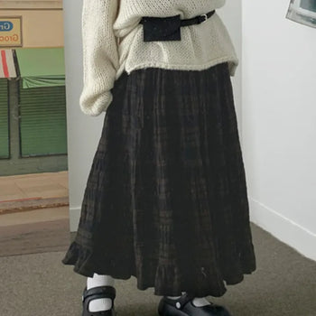 Bintz check frill long skirt
