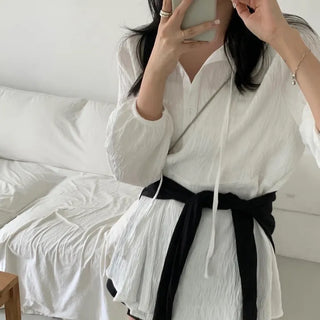 Robina Wrinkle Two-Way Wrap Blouse