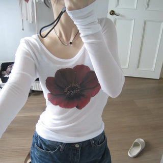 Delicate Fit* Flower See-through T-shirt