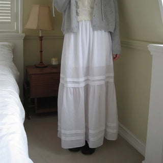 Cotton cut-out long skirt
