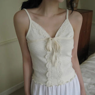 Wavy lace knit sleeveless