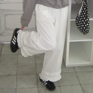 Vintage frill cotton pants