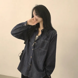 Timeless, Basic Pocket Collar Loose Fit Denim Shirt