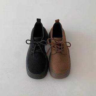 ◈5cm◈◈ Platform Suede Loafers Martin Flats Lace-up Strap Height-Increasing Librarian Core Shoes