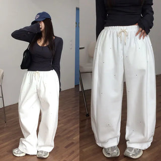 Letterney banding studded wide pants