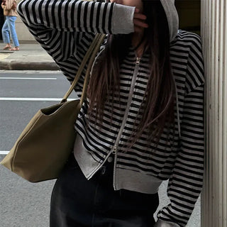 Yves Striped Zip-Up Hoodie