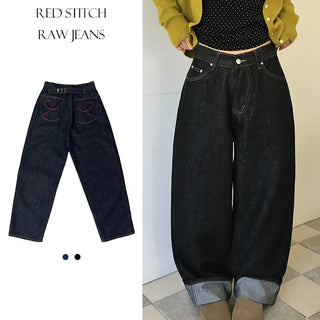 Red Stitch Raw Denim Pants
