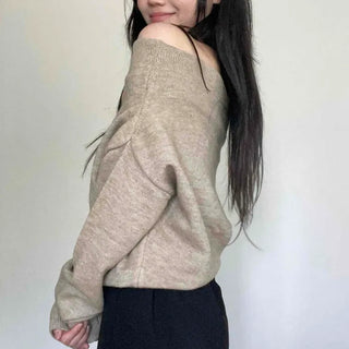 Off-shoulder Cotton Knit