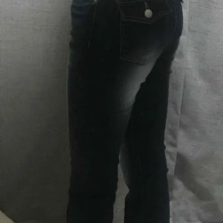 Brush Wash Back Pocket Bootcut Denim Long Pants