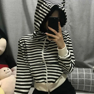 Casual Kitsch Cat's Stripe Hoodie