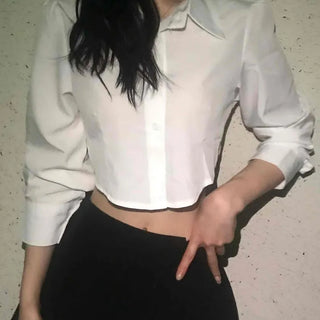 Basic Crop Tie Basic Spring/Autumn Shirt