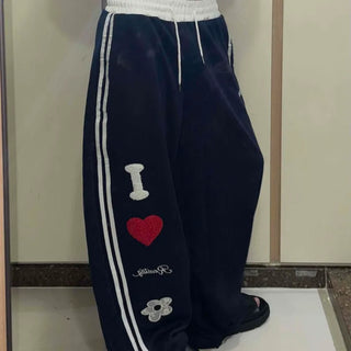 Casual Loose Fit Cotton Contrast Long Pants