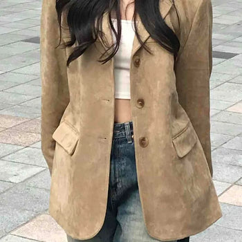 Natural Suede Oversized Jacket