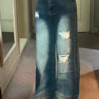 Vintage Damaged Viscose Denim Long Pants