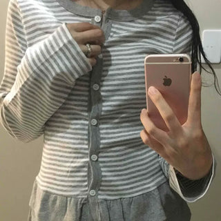 Kitsch Tiered Layered Striped Cardigan