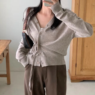 Martini Wool V-Neck Strap Wrap Cardigan