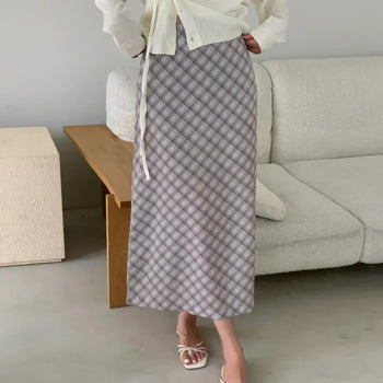 Slow-print flared long skirt