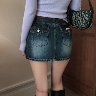 Mini pocket denim skirt