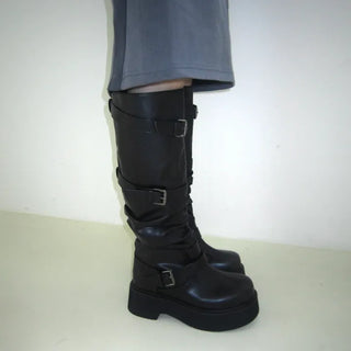 Belted Long Block Boots