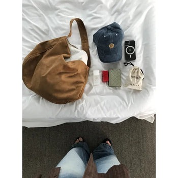 Suede shoulder bag