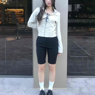 Rex Biker Elastic Waist Half Shorts