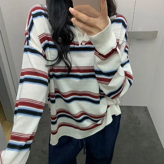 Poe striped collar knit
