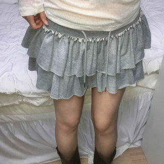 Street Tiered Cotton Ruffle Mini Skirt